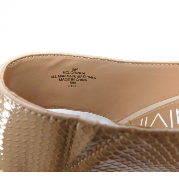 Calvin Klein Nude KCLORINDA Heeled Sandal Mules Size 9M Snakeskin - Picture 9 of 11